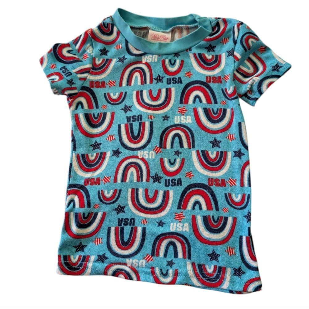 Y2K Mon Petit USA Rainbow Patriotic Girls Top Size 3T